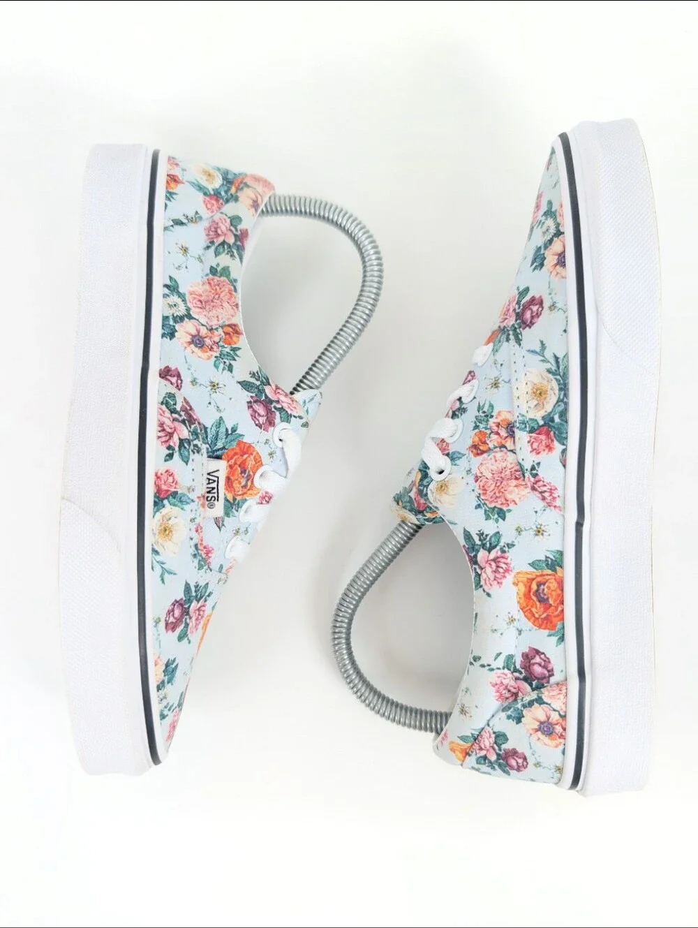 Vans Era Vintage Floral Print Low Top Sneakers Light Blue Women's 7